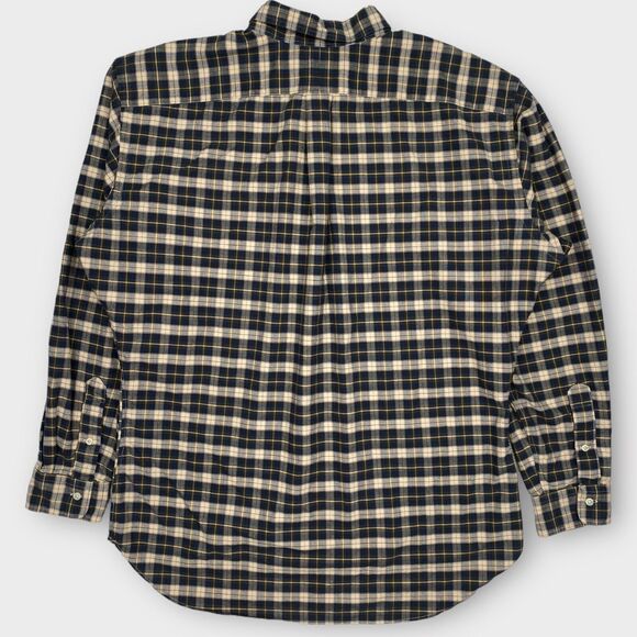 VINTAGE Ralph Lauren Shirt Mens 2XLT Tall Beige Black Check Woven Button Down - Picture 6 of 16